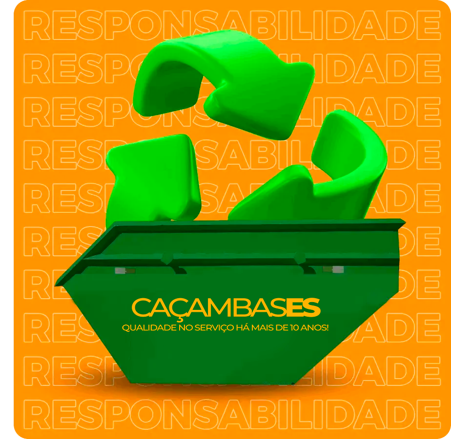 Caçamba sendo carregada com entulho